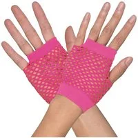Boland Kostüm 80er Kostüm Netzhandschuhe pink Karneval Fasching, Fingerlose Fishnet-Handschuhe als Basic für Deinen Neon-Style
