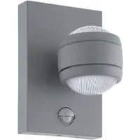 EGLO LED Wandleuchte Sesimba 1, Leuchtmittel inklusive, Außenleuchte inkl. Bewegungsmelder, Silber, Sensor-Wandleuchte, IP44