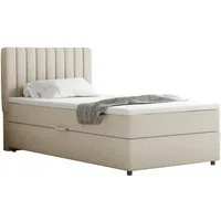 Homesy Boxspringbett EVEREST – Komfortables Einzelbett im modernen Trenddesign (Bett inkl. einem Bettkasten und Topper), Große Auswahl an Polsterfarben