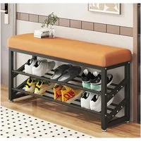 HTI-Living Schuhregal Metall 2 Ebenen mit Sitzkissen Orange, 1 Stück 1-tlg., Schubank