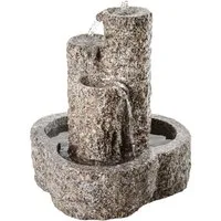 Dehner Gartenbrunnen Heidelberg mit LED, Ø 50 cm, Höhe 55 cm, Granit, 50 cm Breite, rustikales Wasserspiel aus Granit mit Pumpe, Trafo und LED-Beleuchtung