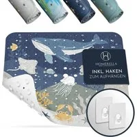 Homerella Duschmatte rutschfest Kinder - 100% BPA frei Inkl. 2 Haken zum Aufhängen 53x53cm, Antirutschmatte Dusche Baby hautintensiv & schimmelresistent, - Duscheinlage maschinenwaschbar