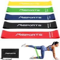 MSports® Schwungtrainingsband Fitnessband 5er Set mit Tragetasche - Widerstandsband Training