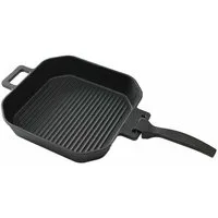 PROREGAL® Grillpfanne Gusseisenpfanne mit abnehmbaren Griff 25 x 25 cm