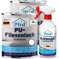 plid Fliesenlack Premium Fliesenlack Fliesen Lack Fliesenfarbe & 0,5l Anlauger, schnelltrocknend, spritzwasserbeständig, verarbeitungsfertig