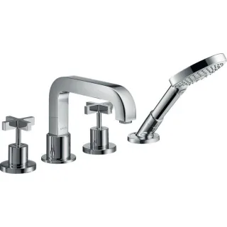 hansgrohe Axor Citterio Fertigmontageset 39453000 4-Loch-Fliesenrandarmatur, mit Kreuzgriffen, Rosetten, chrom