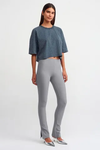 Hochtaillierte Flared Leggings mit Schlitz