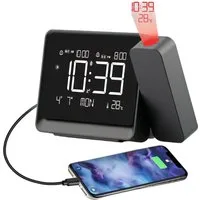 Toomoke Projektionswecker Bluetooth Digital Wecker,Elektronische Uhr,Nachtlicht,Digitaluhr mit Temperaturanzeige,Datum und Wochentag,180° drehbarem Projektor
