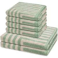 ROSS Handtuch Set Grafik, Frottee (Spar-Set, 6-St), 4 X Handtuch 2 X Duschtuch im Set - Baumwolle - Saugstark
