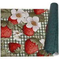 ANRO Küchenläufer GreenLine Teppichläufer Textil, Rechteckig, Höhe: 3 mm, Bodenläufer 100cm Erdbeere Grün pflegeleicht