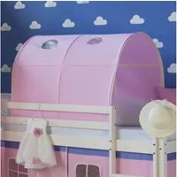 Homestyle4u Betttunnel für Hochbett Zelt Bettdach Höhle Kinderbett Fenster zum Klemmen Treppe, Pink