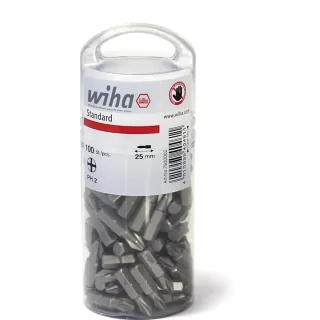 Wiha Bit Standard 25 mm Phillips (PH2) 100-teilges Set 1/4 zoll in Großpackung - 40461