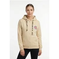 Zwillingsherz Kapuzensweatjacke Leo-Details, Langarm, Reißverschluss, Baumwollmischung