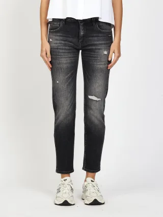GANG Damen Jeans 94NADIA CROPPED - boyfriend fit Jeans destroyed anthra