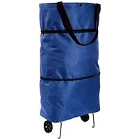 HAC24 Einkaufstrolley 2in1 Einkaufstasche und Einkaufsroller Trolley Tragetasche, 26 l, Blau mit Einklappbare Räder mit Standfüße