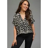 Laura Scott CURVE Longbluse Große Größen mit modischem Allover-Druck