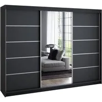 A&J MöbelLand GmbH Schiebetürenschrank VILUNO mit 4 Schubladen und Spiegel (nur für kurze Zeit! TOP ANGEBOT! Geräumiger Schrank mit einer Breite von 200 cm und Spiegel, ideal zur Aufbewahrung von Kleidung und Accessoires. 4 Schubladen und viel Staura