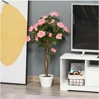 Kunstpflanze groß Rosenbaum im Topf Rosenbaum, Outsunny, Höhe 90 cm, Täuschend echte Optik, keine Pflege nötig.