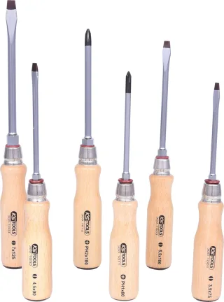 KS Tools ERGOTORQUE WOOD Schraubendreher-Satz, 6-tlg - 300.1100
