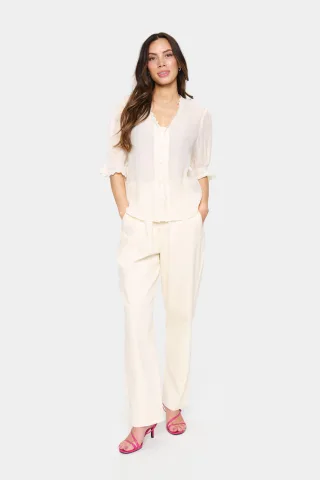 Kurzarm-Bluse Gerade Passform Ice white