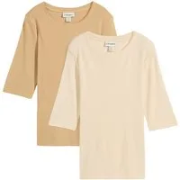 bonprix T-Shirt (Packung, 2er) aus Baumwoll-Elasthan-Mix, schmale Passform, Halbarm-Design