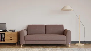 BRUNO Schlafsofa 160cm in Braun | Klassik | stabiles Massivholz & Boxspringkomfort