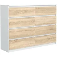 MAGOWA Schubkastenkommode Kommode 120 cm – moderne Kommode mit 8 Schubladen mit Stauraum (ideale Lösung), Breite 120 cm - Höhe 101,5 cm - Tiefe 39 cm