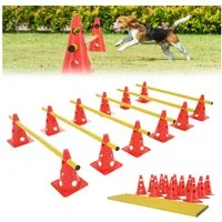 FIVMEN Agility-Hürde Agility Hürdenset Steckhürdenset Koordinationsset für Fußball 18-tlg, für Fußball Kinder Hund Trainer Indoor Outdoor, Verstellbar