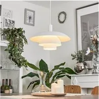 hofstein Hängeleuchte »Parona« moderne Hängelampe aus Metall in Weiß, ohne Leuchtmittel, Leuchte im skandinavischen Design (38cm), Höhe max. 114, 5cm, E27