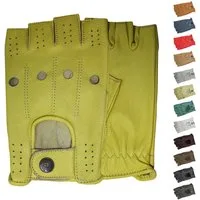 German Wear Lederhandschuhe Driving-GL3 Driving Halbfinger Fingerlose Autofahrer Lederhandschuhe echtleder
