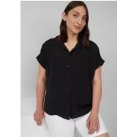s.Oliver Kurzarmbluse Bluse Bluse aus strukturiertem Viskosemix mit aufgesetzter Tasche