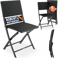 Casaria Klappstuhl Rom (2 St), Polyrattan 2er Set 120kg Belastbarkeit Platzsparend Klappbar Leicht