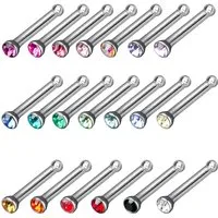 viva-adorno Nasenpiercing-Set 10er oder 20er Set 0,8mm Nasenstecker mit Stein Stecker Barbell (Set, 20-tlg), Zirkonia Kristall