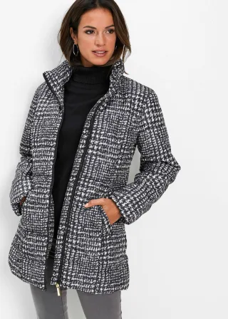 bonprix Long-Steppjacke, schwarz, Gr.54, Schicke Long-Steppjacke mit Stehkragen