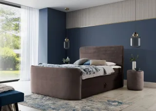 Boxspringbett Schlafzimmerbett BODY 200x200cm in Stoff Schokobraun inkl. Bett...