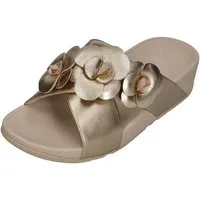 Fitflop LULU FLOWER CROSS SLIDES Pantolette Platino