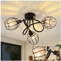Nettlife Deckenstrahler Kristall Vintage Industrial Deckenspot Schwarz E14 350° schwenkbar, LED wechselbar, Retro Strahler Industrial Flurlampe für Flur Hotel
