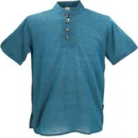 Guru-Shop Hemd & Shirt Yoga Hemd, Goa Schlupfhemd, Kurzarm Männerhemd,.. Ethno Style, alternative Bekleidung