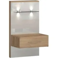 OTTO home Nachtkonsole Gala, beige hochglänzend UV lackiert und melaminbeschichtet, kratzfest (Schublade mit Soft-Close-Funktion, 56x47x100cm (BxTxH), mit Beleuchtung,wahlweise rechte oder linke Bedienung,FSC-zertifiziert