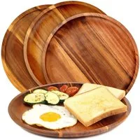 Quality Elegance Teller Akazienholz Teller Set 4 teilig Ø 30 cm Premium Holzteller Groß, (4 St)