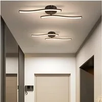 ZMH LED Deckenleuchte Wohnzimmer Schwarz Wellen Design Modern Deckenlampe 3000K Flur Küche, Augenschutz, Einfache Installtion, LED fest integriert, Warmweiß, 12W Küchenlampe Innen Schlafzimmerlampe