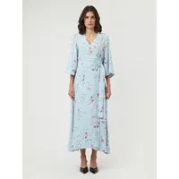 Y.A.S A-Linien-Kleid YASSAVANNA 3/4 WRAP LONG DRESS S. NOOS Sommerkleid aus Viskose mit Wickel-Optik
