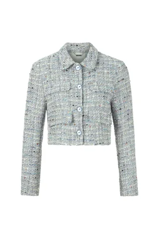 Rich & Royal - Cropped boucle jacket sailor sky - Gr. - 38