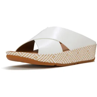 Fitflop Lulu Lux Graphic-Weave Leder Damen Sandalen in Urban White