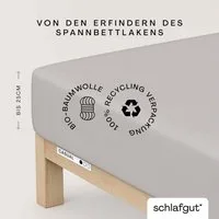 Schlafgut Spannbettlaken CASUAL Bettlaken 100% gekämmte Bio-Baumwolle, 150 g/m², Spannbetttuch, Jersey, Gummizug: rundum, (1 Stück), Bettlaken bis 25 cm Höhe, langlebig, weich, Antipilling-Ausrüstung