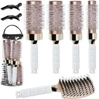 LuxusKollektion Haarbürsten-Set Haar-Rundbürste Set Föhnen Glattes Welliges Haarstyling Antistatische