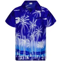 King Kameha Hawaiihemd Beach Negative Funky Hawaii-Hemd, Herren, Kurzarm, Front-Tasche