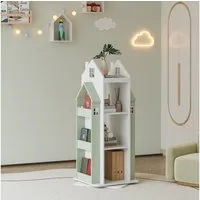 en.casa Kinderregal, drehbar »Vipsali« in Hausdesign 108x40x40 cm Mintgrün/Weiß