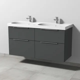 Sanipa 3way Waschtischunterbau zu Geberit Acanto Waschtisch mit 4 Auszügen, Anthrazit-Matt UM42022
