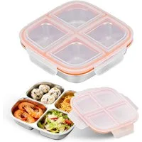 Agger Lunchbox Snackbox mit Fächern Edelstahl, Wiederverwendbare Snackdose für Kinder